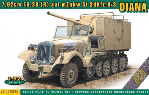 A Model From Russia MILITARY MODEL A Model From Russia Military 1/72 SdKfz 6/3 Diana Halftrack w/7,62cm Flak 36(R) on Chassis mZgkw 5t Kit