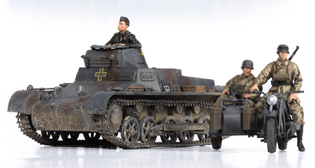 Academy MILITARY MODEL Academy 1/35 German Panzer I Ausf B & Sidecar Motorcycle w/3 Figures Kit