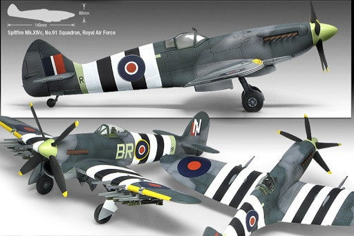 Academy MODEL AIRPLANES Academy 1/72 Spitfire Mk XIVc & Typhoon Mk Ib Aircraft 70th Anniversary Normandy Ltd. Edition (2) Kits