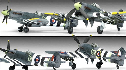 Academy MODEL AIRPLANES Academy 1/72 Spitfire Mk XIVc & Typhoon Mk Ib Aircraft 70th Anniversary Normandy Ltd. Edition (2) Kits