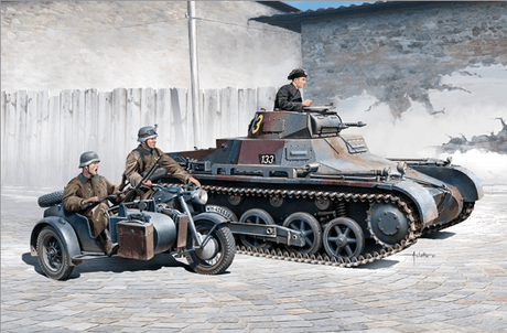 Academy SCALE MODEL KITS Academy 1:35 German Panzer I Ausf. B & Motorcycle Kit