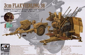 AFV Club MILITARY MODEL AFV Club 1/35 German 2cm Flak 38 Anti-Aircraft Gun w/Tow Trailer Kit