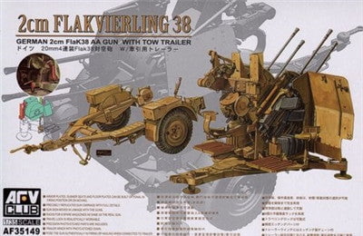 AFV Club MILITARY MODEL AFV Club 1/35 German 2cm Flak 38 Anti-Aircraft Gun w/Tow Trailer Kit
