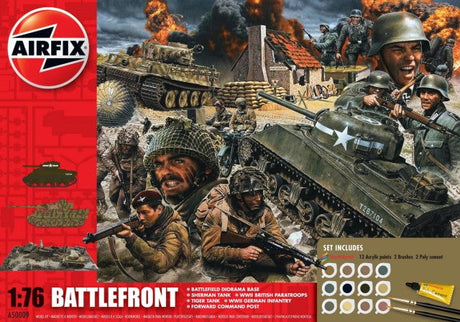 Airfix MILITARY MODEL Airfix 1/76 D-Day Battlefront Diorama Gift Set w/paint & glue Kit