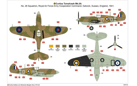 Airfix MODEL AIRCRAFT Airfix 1/48 Curtiss Tomahawk Mk II Fighter Kit