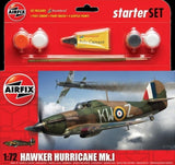 Airfix MODEL AIRPLANES Airfix 1/72 Hawker Hurricane Mk I Fighter Small Starter Set w/Paint & Glue Kit