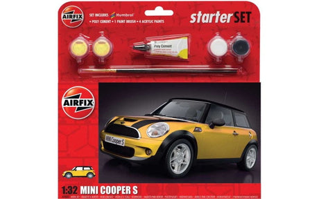 Airfix MODEL CARS Airfix 1/32 Mini Cooper S Car Large Starter Set w/paint & glue Kit