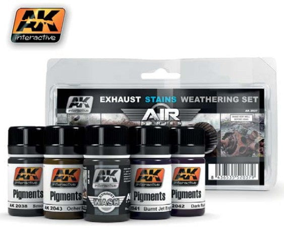 AK Interactive MODEL PAINTS AK Interactive Air Series: Exhaust Stains Weathering Set (5 Colors) 35ml Bottles