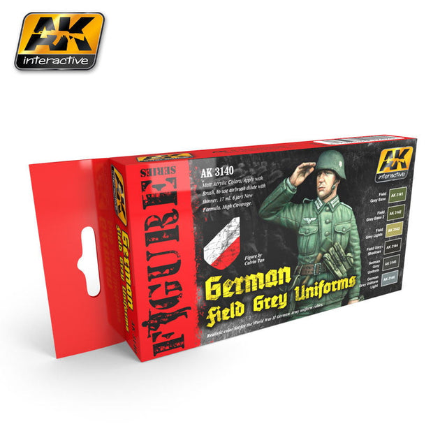 AK Interactive MODEL PAINTS AK Interactive Figure Series: German Field Grey Uniforms Acrylic Paint Set (6 Colors) 17ml Bottles