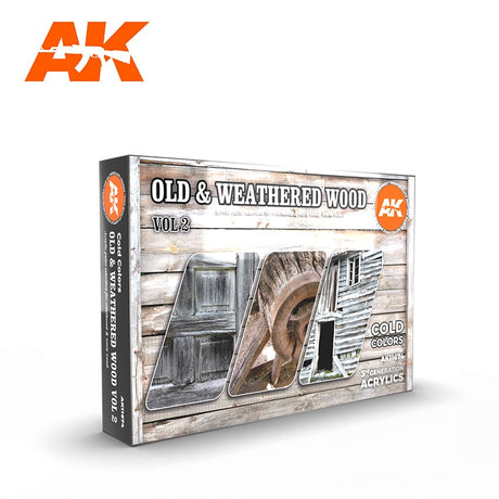 AKI Books MODEL PAINTS AKI Interactive Old & Weathered Wood Vol.2 Acrylic Paint Set (6 Colors) 17ml Bottles
