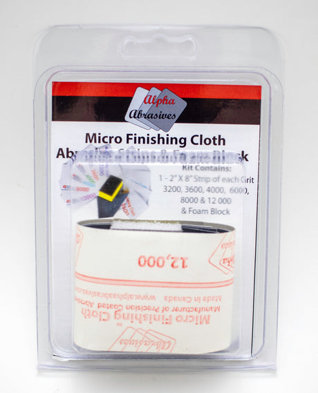 Alpha Abrasives Hobby Building Accessories Alpha Abrasives 2"x8" Sheets Micro Finishing Cloth Abrasive Strips w/Foam Block - 3000