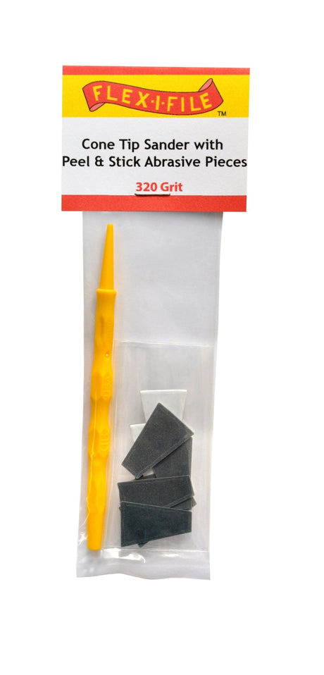 Alpha Abrasives Hobby Building Accessories Alpha Abrasives 320 Grit Cone Tip Sander with Peel & Stick Pieces - #CS320