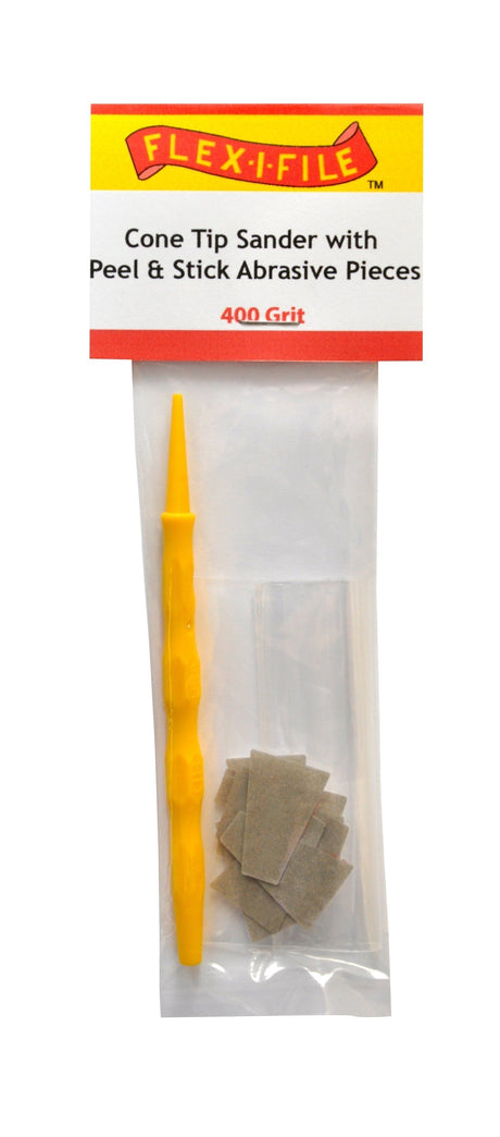 Alpha Abrasives Hobby Building Accessories Alpha Abrasives 400 Grit Cone Tip Sander with Peel & Stick Pieces - #CS400