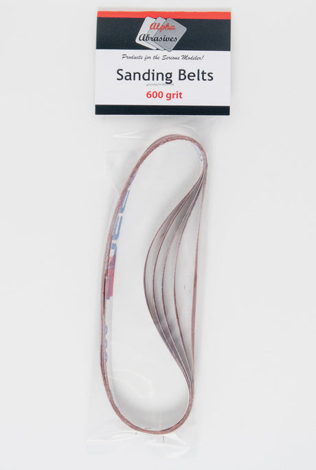 Alpha Abrasives Hobby Building Accessories Alpha Abrasives 600 Grit Sanding Belts 5/pack - #55679F