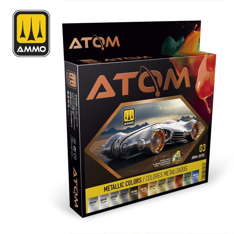 AMMO by MIG Jimenez Airbrush Paint AMMO by MIG ATOM Metallic Colors Set