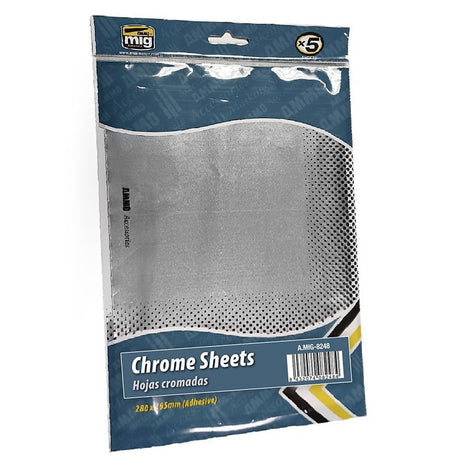 AMMO by MIG Jimenez AMMO by Mig 8248 Chrome Foil Self Adhesive Sheets (5) 11"x 7.67"