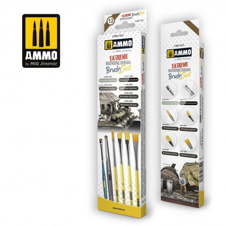 AMMO by MIG Jimenez Brush kit AMMO by MIG Extreme Weathering Diorama Brush Set AMIG.7612