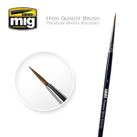 AMMO by MIG Jimenez paint brush AMMO by MIG Brushes - 1/0 PREMIUM MARTA KOLINSKY ROUND BRUSH