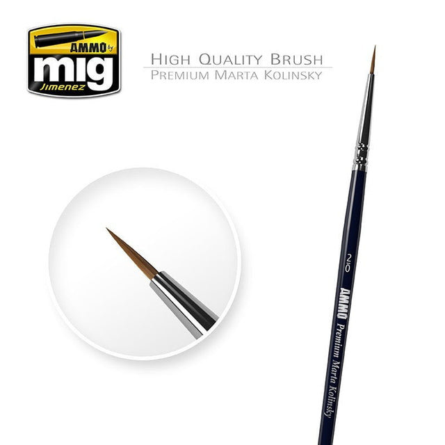 AMMO by MIG Jimenez paint brush AMMO by MIG Brushes - 2/0 PREMIUM MARTA KOLINSKY ROUND BRUSH