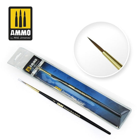 AMMO by MIG Jimenez paint brush AMMO by MIG Brushes - 2 PREMIUM MARTA KOLINSKY ROUND BRUSH