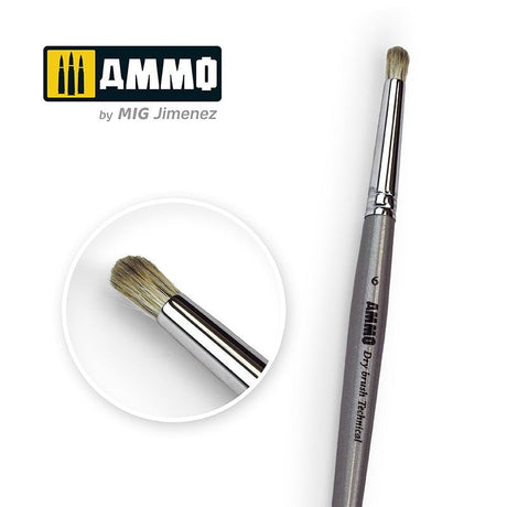 AMMO by MIG Jimenez paint brush AMMO by MIG Brushes - 6 AMMO Drybrush Technical Brush