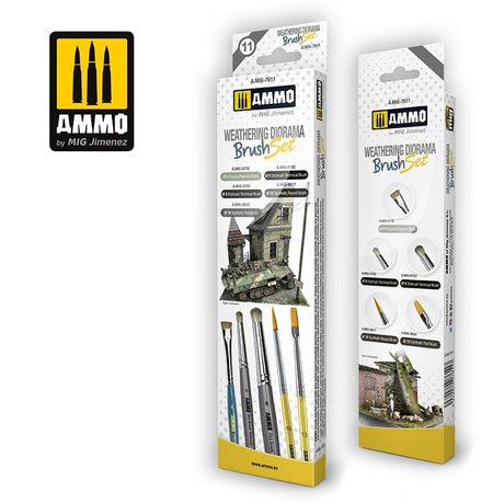 AMMO by MIG Jimenez paint brush AMMO by MIG Brushes for Weathering Diorama Set
