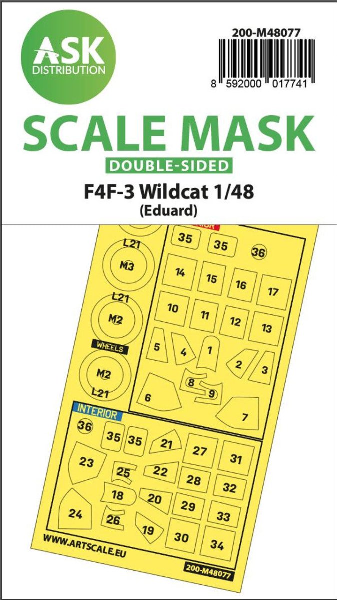 Art Scale Art Scale 1/48 Art Scale F4F-3 Wildcat  double-sided express mask for Eduard