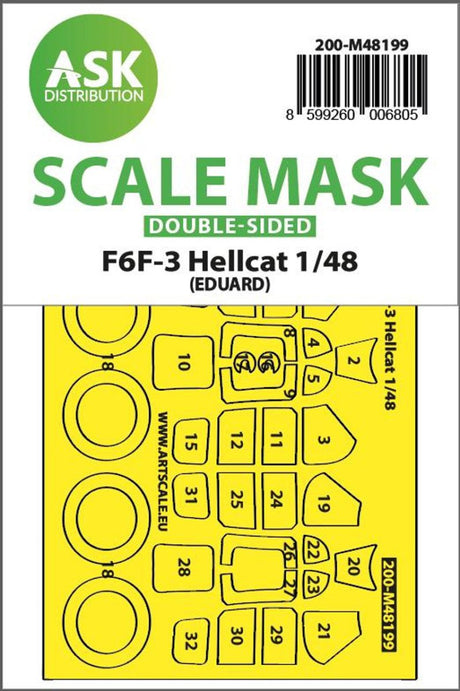 Art Scale Art Scale 1/48 Art Scale  F6F-3 Hellcat double-sided express fit mask for Eduard