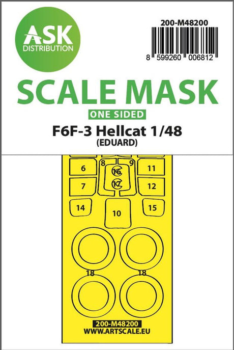 Art Scale Art Scale 1/48 Art Scale  F6F-3 Hellcat one-sided express fit mask for Eduard