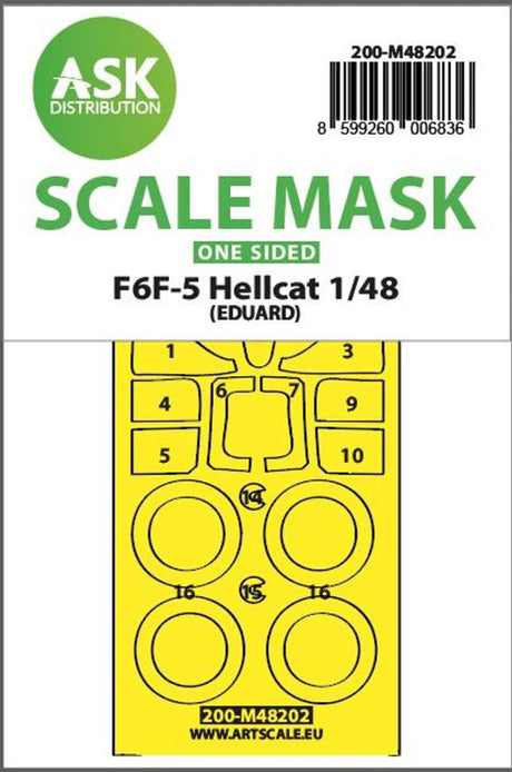 Art Scale Art Scale 1/48 Art Scale  F6F-5 Hellcat one-sided express fit mask for Eduard