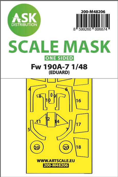 Art Scale Art Scale 1/48 Art Scale  Fw 190A-7 one-sided express fit mask for Eduard