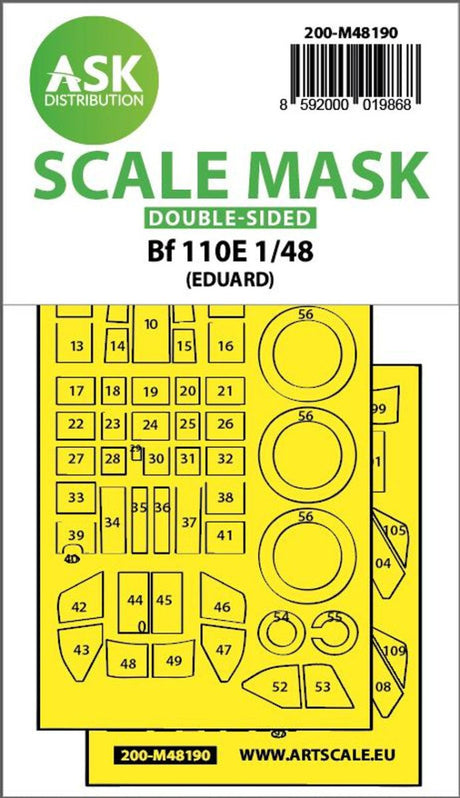 Art Scale Art Scale 1/48 Art Scale  Messerschmitt Bf 110E double-sided express fit mask for Eduard
