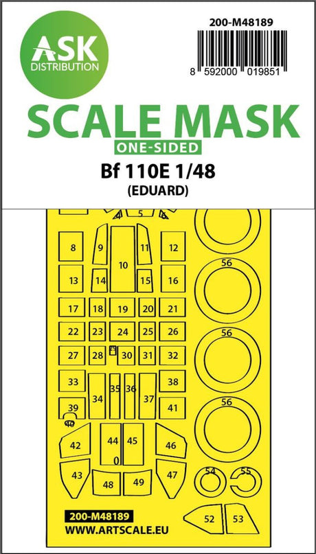 Art Scale Art Scale 1/48 Art Scale  Messerschmitt Bf 110E one-sided express fit mask for Eduard