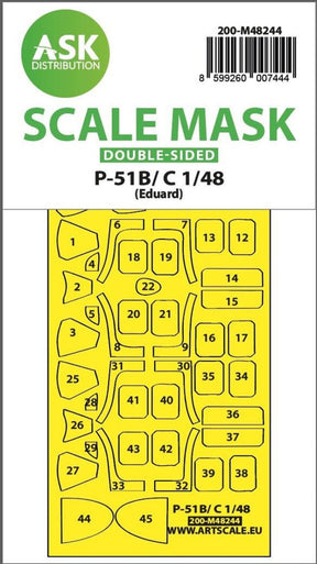 Art Scale Art Scale 1/48 Art Scale  P-51B/C Mustang double-sided express fit mask for Eduard