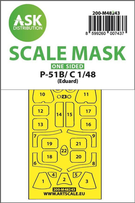 Art Scale Art Scale 1/48 Art Scale  P-51B/C Mustang one-sided express fit  mask for Eduard