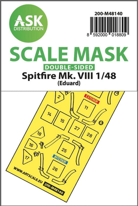 Art Scale Art Scale 1/48 Art Scale Spitfire Mk.VIII double-sided express fit mask for Eduard