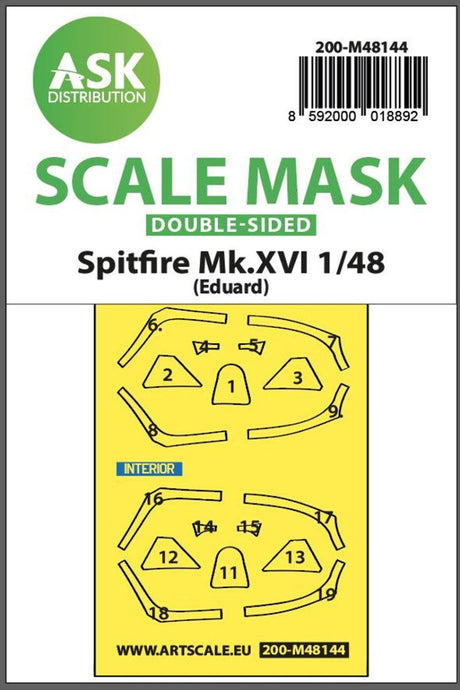 Art Scale Art Scale 1/48 Art Scale Spitfire Mk.XVI double-sided express fit mask for Eduard