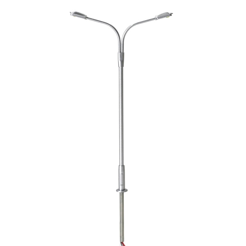 Atlas Street Lights Atlas 70000168 HO Scale Silver Double Arm Streetlight with Cool White LED 3 Pack