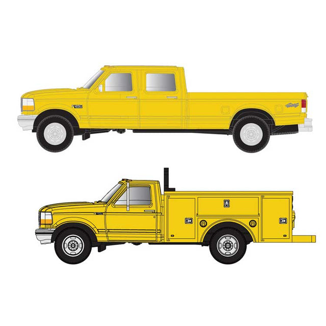 Atlas Vehicle Atlas 60000150 N Scale Ford F-250 and F-350 Pickup Truck Set - Safety Yellow