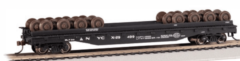 Bachmann Flatcar Bachmann 18936 HO Scale 55' Flatcar with Wheel Load New York Central NYC X-29499