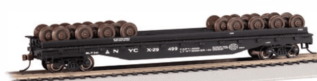 Bachmann Flatcar Bachmann 18936 HO Scale 55' Flatcar with Wheel Load New York Central NYC X-29499