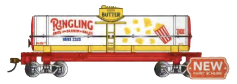 Bachmann Tank Car Bachmann 16618 HO Scale Single Dome Tank Car Ringling Bros - Popcorn Butter