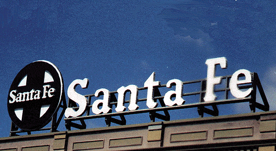 Blair Line MODEL TRAINS Blair Line All Scale Laser-Cut Wood Billboard Kits - Large for HO, S & O - Santa Fe - Round Herald & Name (2 Kits)