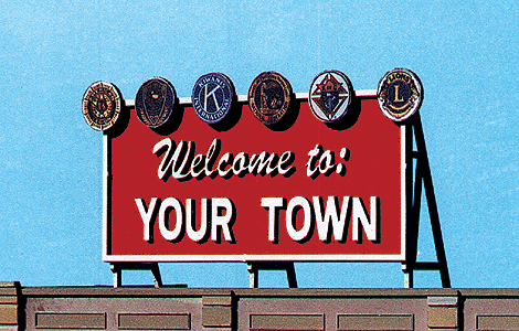 Blair Line MODEL TRAINS Blair Line All Scale Laser-Cut Wood Billboard Kits - Large for HO, S & O - Welcome to Yourtown