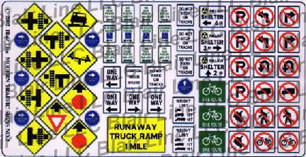 Blair Line MODEL TRAINS Blair Line HO Highway Signs - Modern Traffic 1971-Present (Full Color)