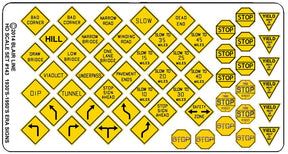 Blair Line MODEL TRAINS Blair Line HO Highway Signs - Vintage Warning/Stop 1930s-1950s (Black, Yellow)