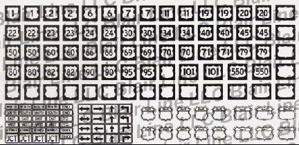 Blair Line MODEL TRAINS Blair Line N Highway Signs - United States Highway Route Markers (1950s-Present; black, white)