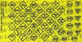 Blair Line MODEL TRAINS Blair Line N Highway Signs - Vintage Warning/Stop 1930s-1950s (Black, Yellow)