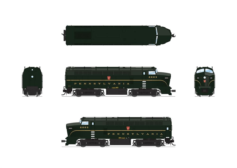 Broadway Limited Imports Diesel - Four Axle BLI 7692 HO Scale Baldwin BF-16 A/B Set Sharknose Diesel "Single Stripe" PRR 2003A/2006B - Paragon4