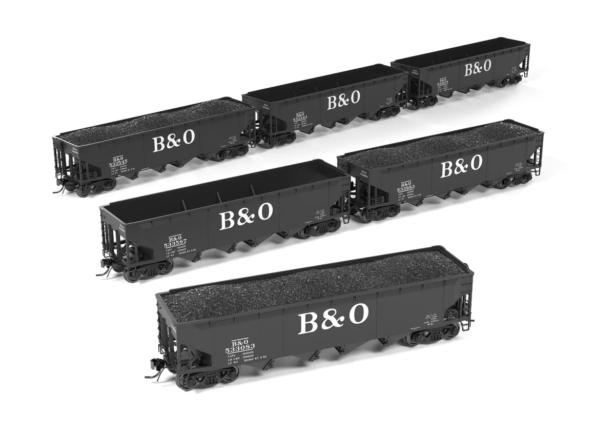 Broadway Limited Imports Open Hopper Broadway Limited Imports 10133 HO Scale ARA 70 Ton 4 Bay Hopper B&O W2b "Big B&O" Scheme 6 Pack B
